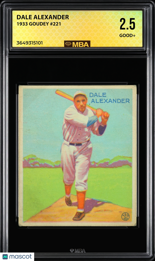 1933 Goudey Dale Alexander #221 MBA 2.5