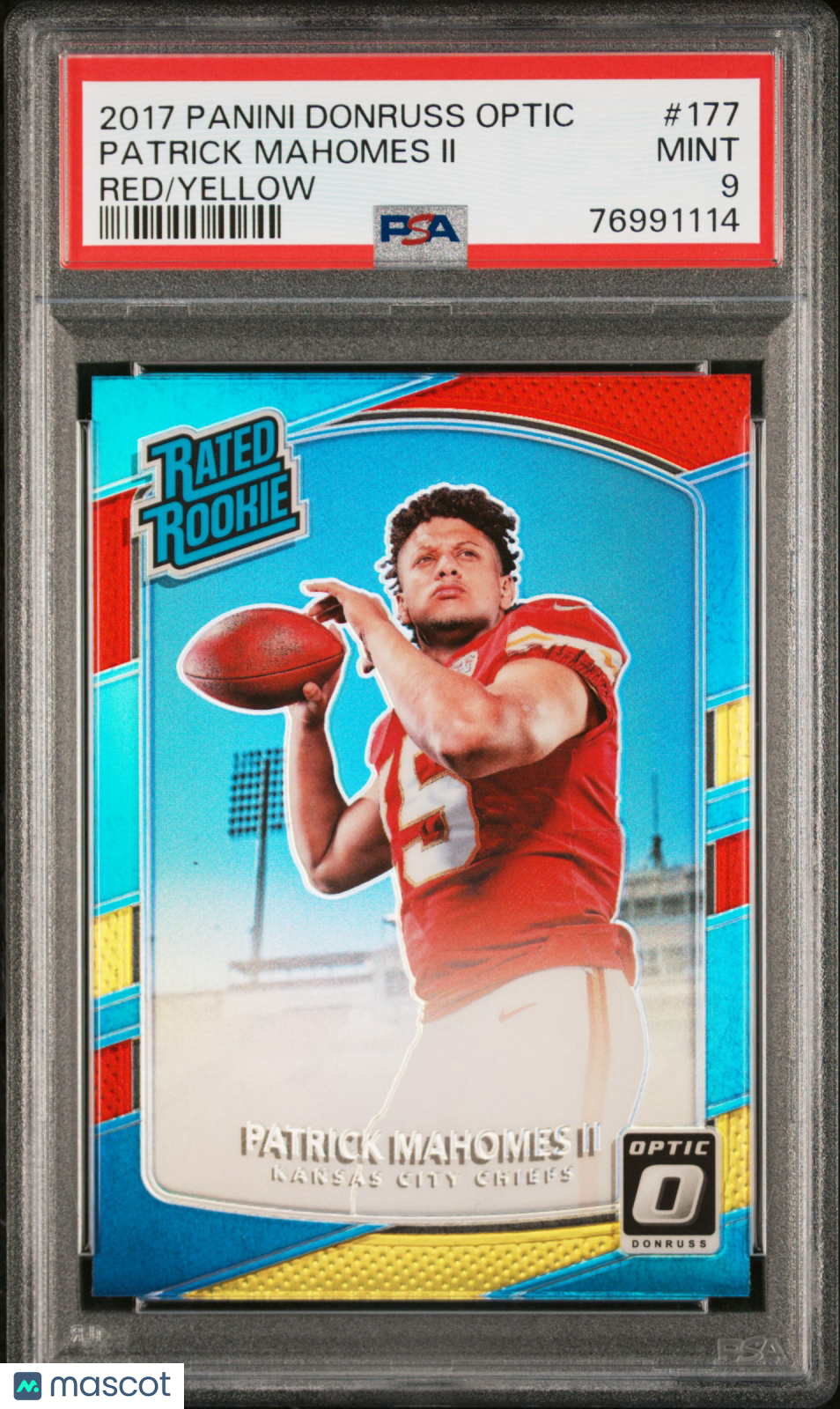 2017 Panini Donruss Optic Patrick Mahomes II #177 Red Yellow PSA 9