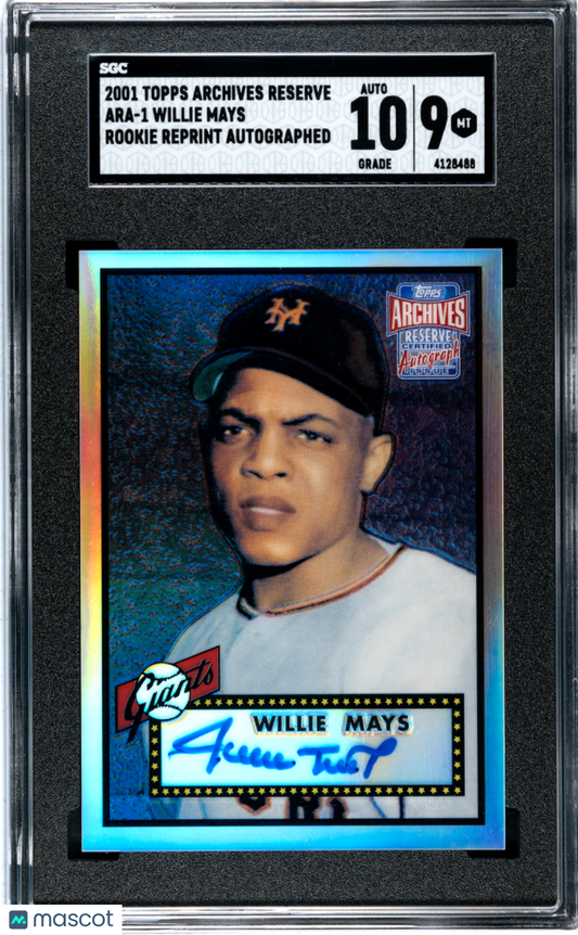 2001 Topps Archives Willie Mays #ARA1 Rookie Reprint Autograph SGC 9 Auto 10