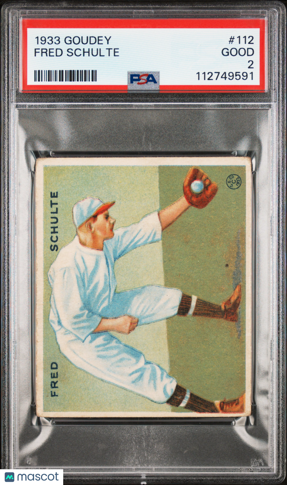 1933 Goudey Fred Schulte #112 PSA 2