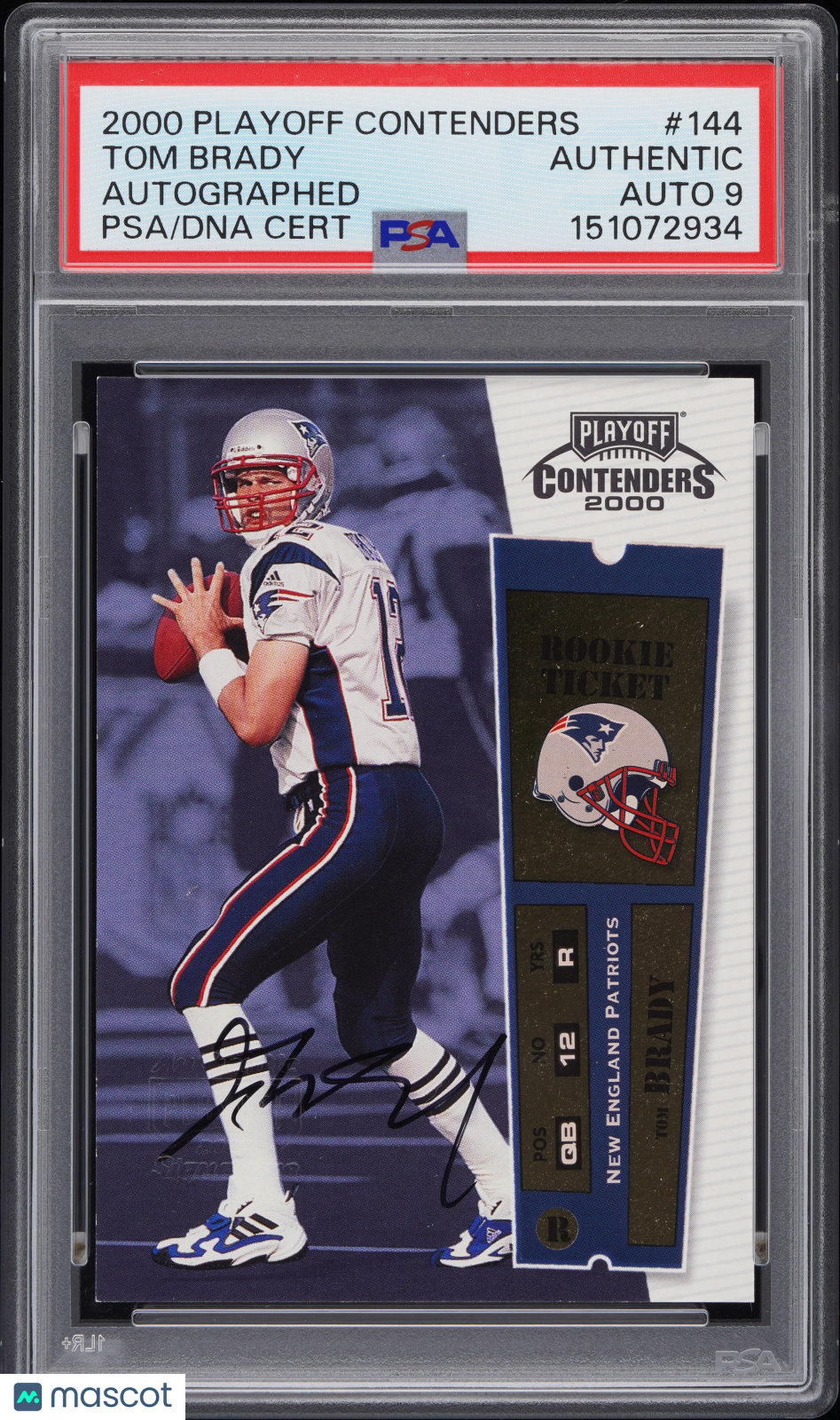 2000 Playoff Contenders Tom Brady #144 Autographed PSA A Auto Available