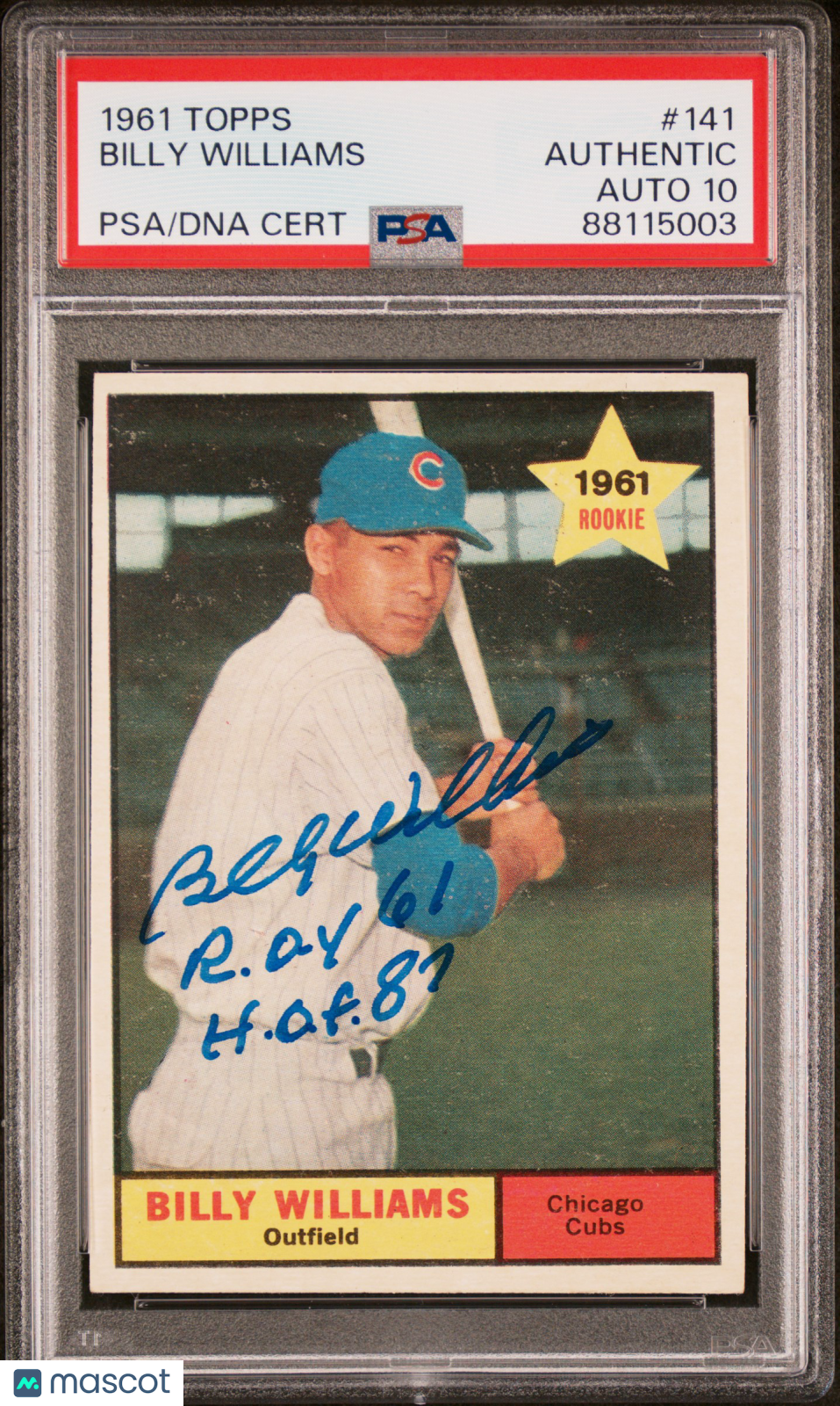 1961 Topps Billy Williams #141 PSA A Auto 10