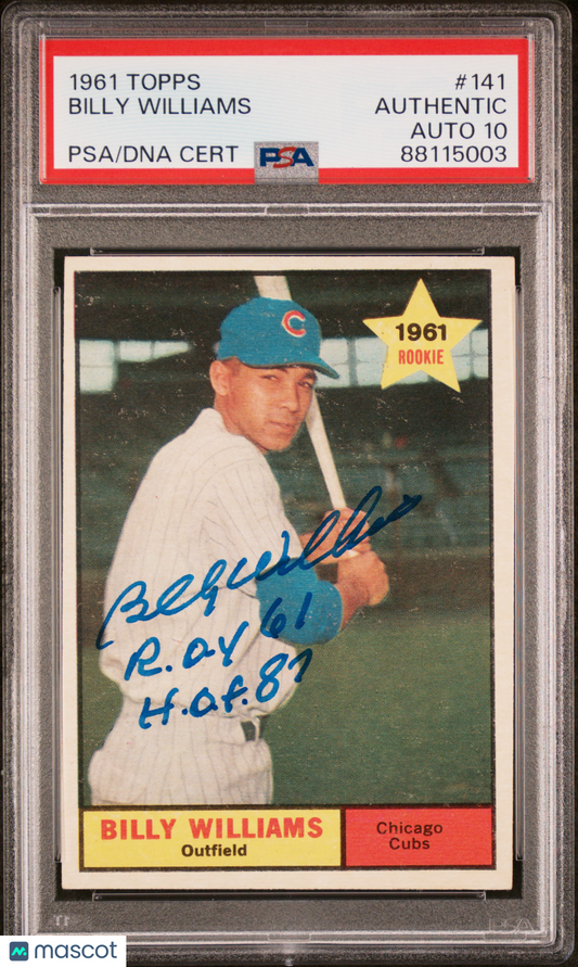 1961 Topps Billy Williams #141 PSA A Auto 10