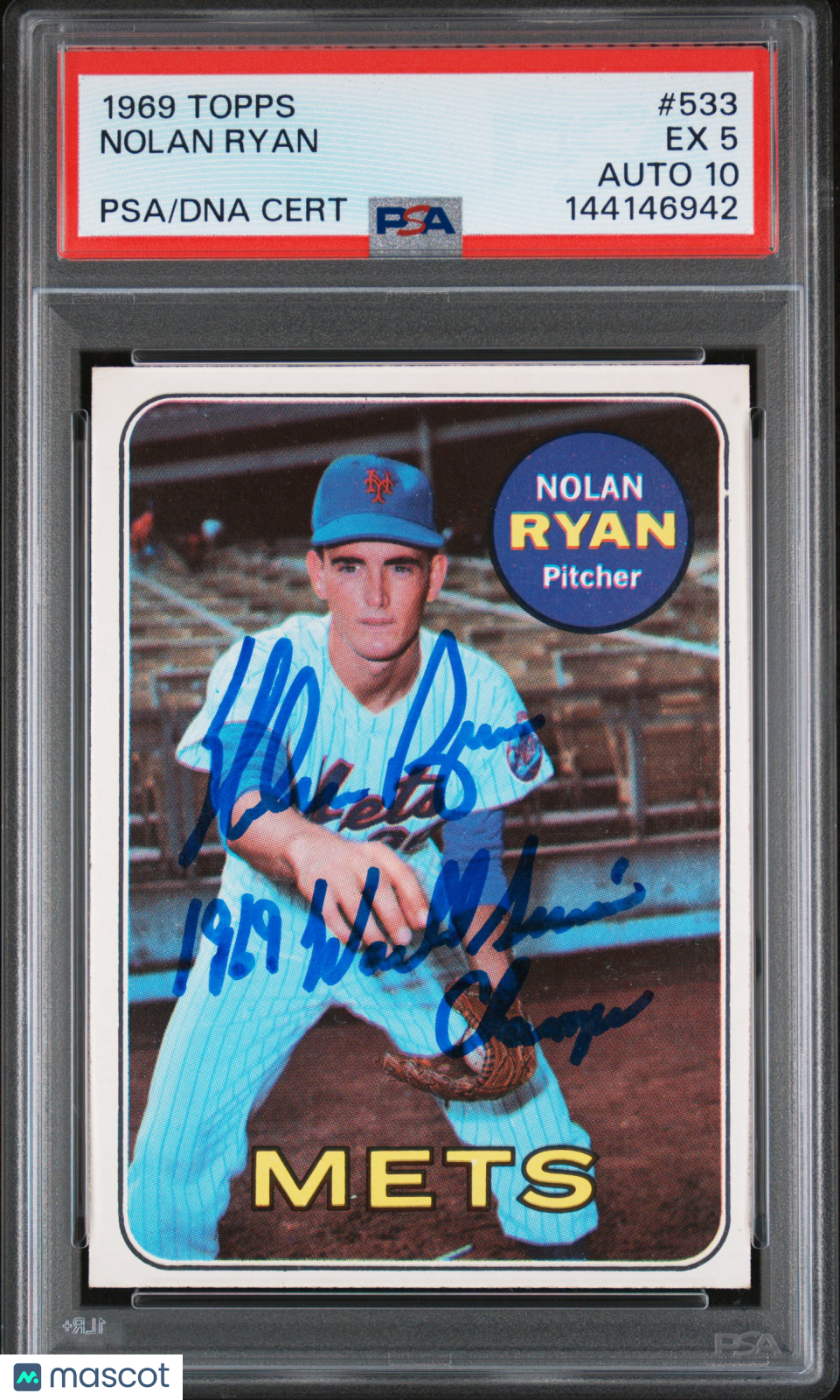 1969 Topps Nolan Ryan #533 PSA 5 Auto 10
