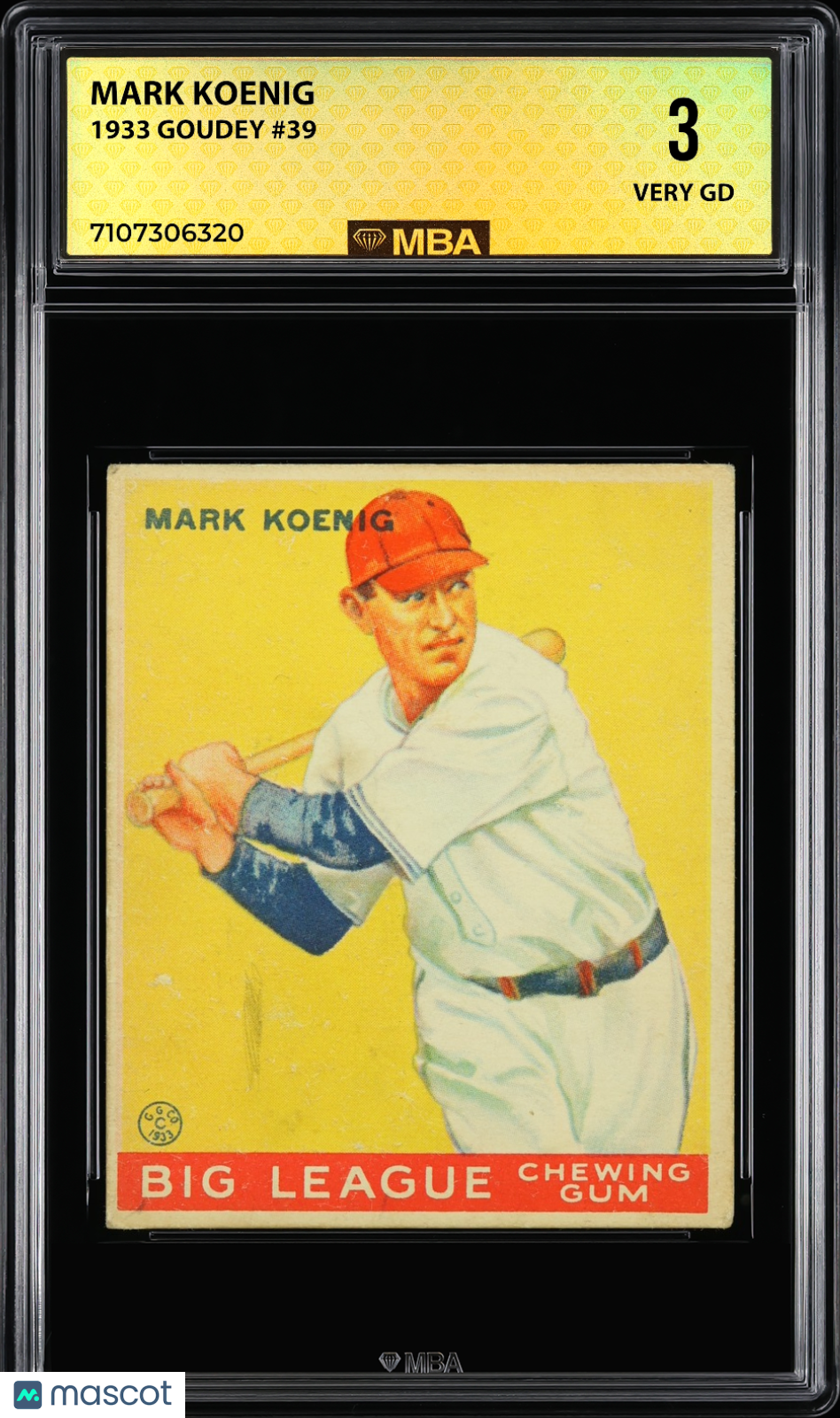 1933 Goudey Mark Koenig #39 MBA 3