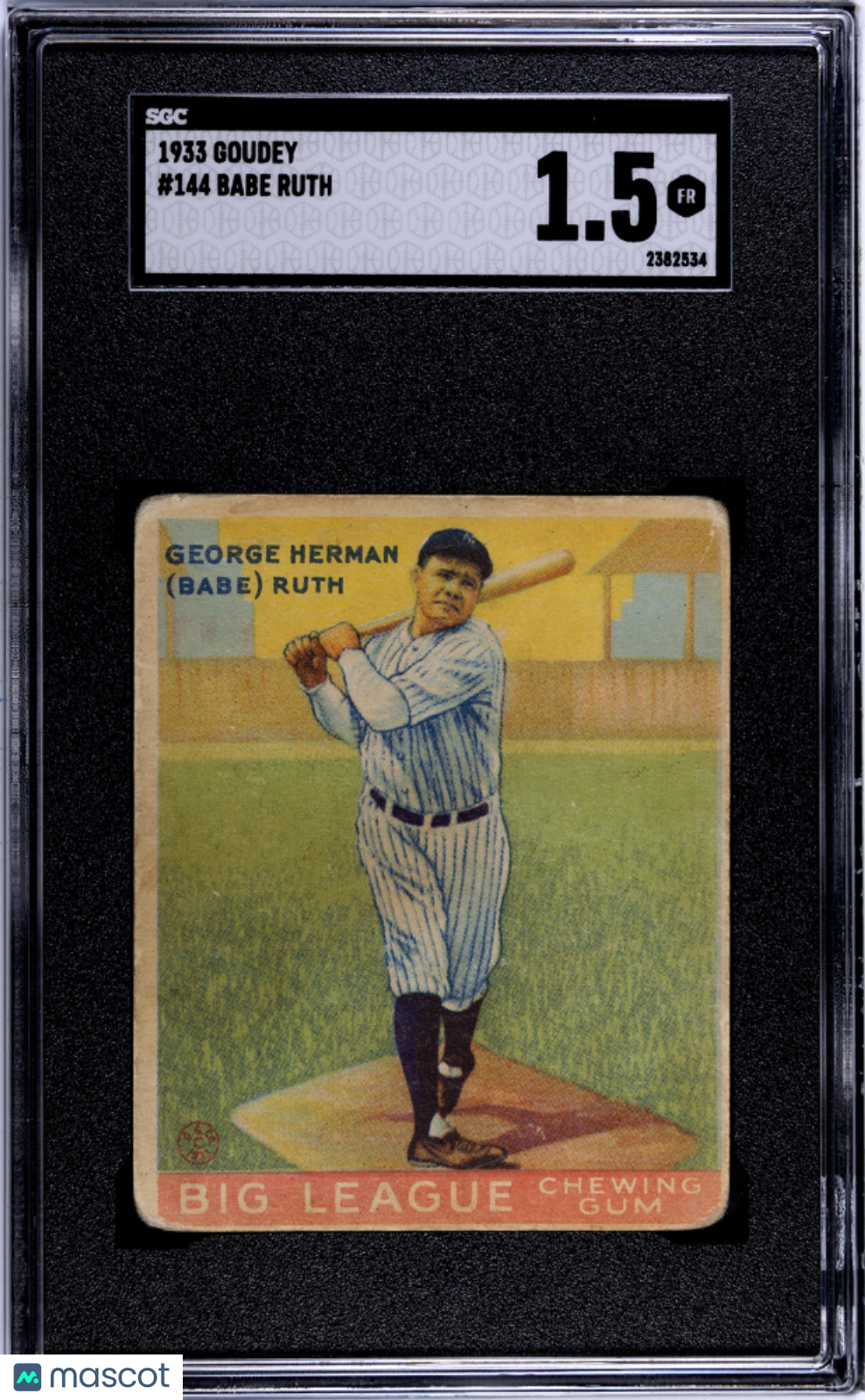 1933 Goudey Babe Ruth #144 SGC 1.5