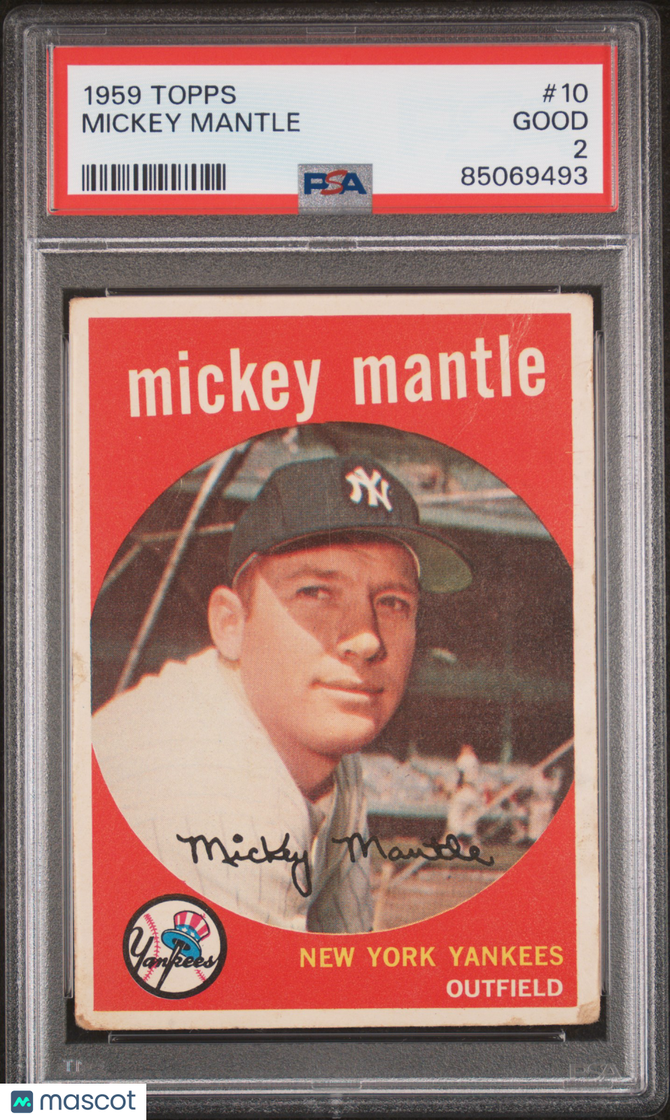1959 Topps Mickey Mantle #10 PSA 2