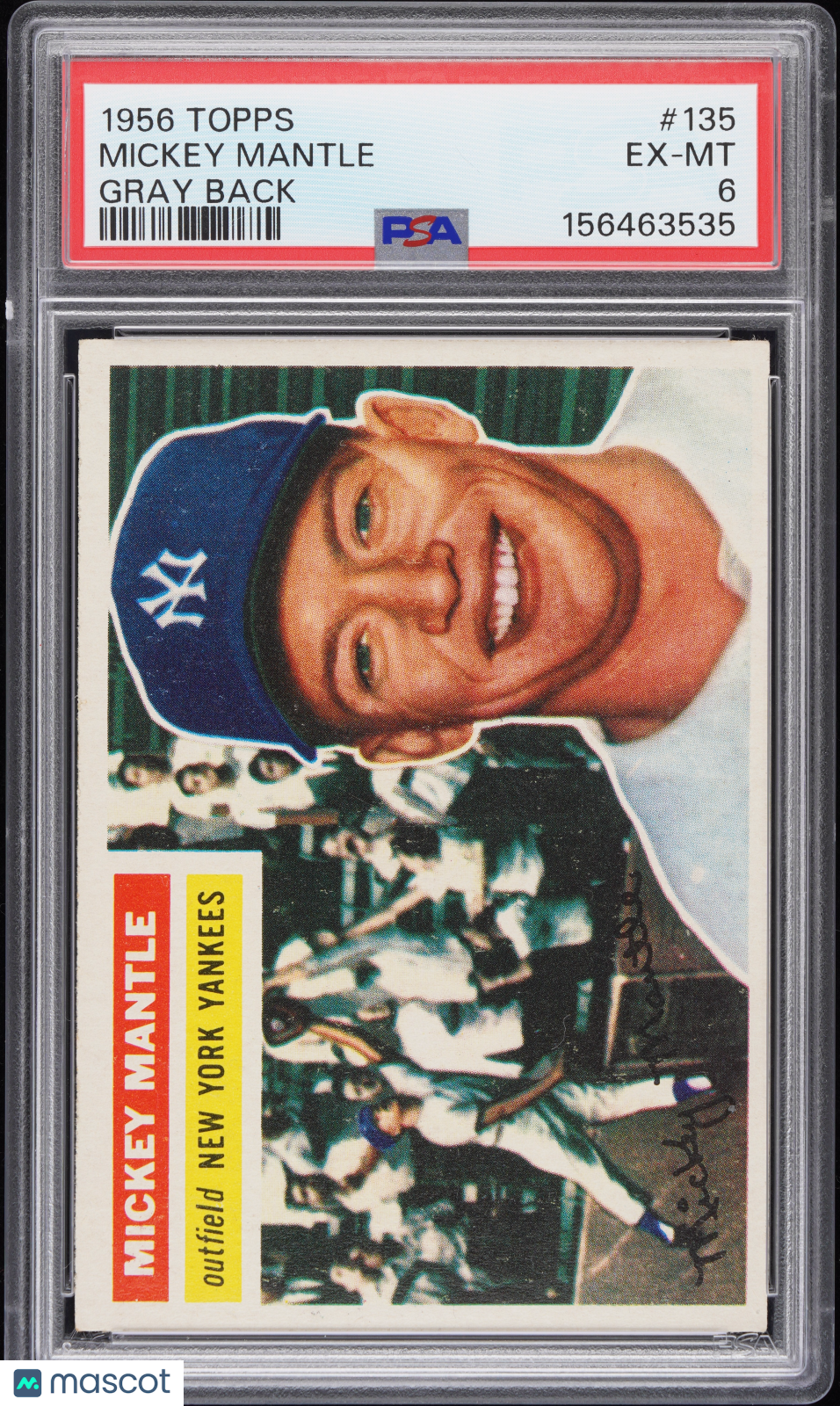1956 Topps Mickey Mantle #135 Gray Back PSA 6