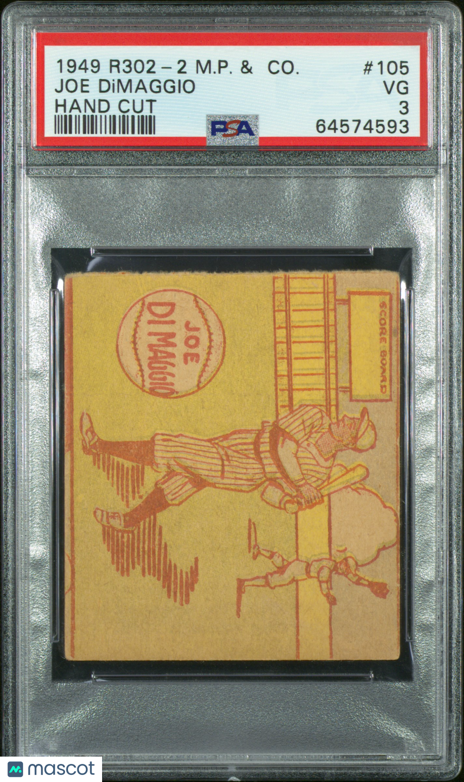 1949 R302-2 M.P. & Co. Joe Dimaggio #105 Hand Cut PSA 3