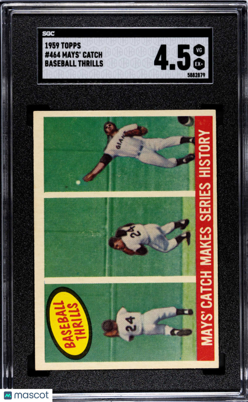 1959 Topps Mays' Catch #464 Baseball Thrills SGC 4.5