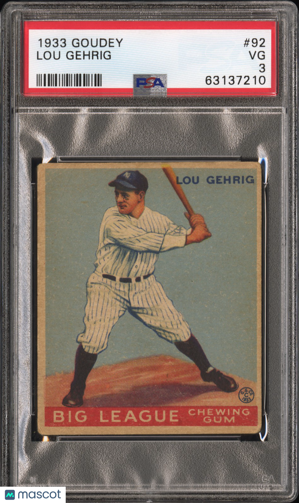 1933 Goudey Lou Gehrig #92 PSA 3
