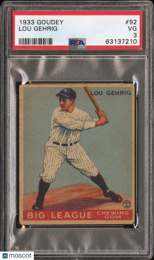 1933 Goudey Lou Gehrig #92 PSA 3