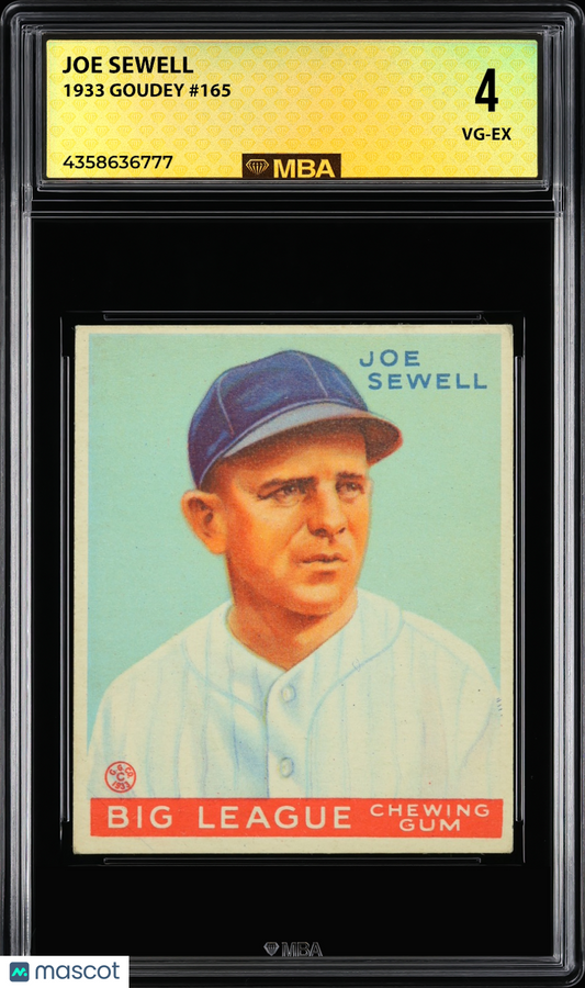 1933 Goudey Joe Sewell #165 MBA 4