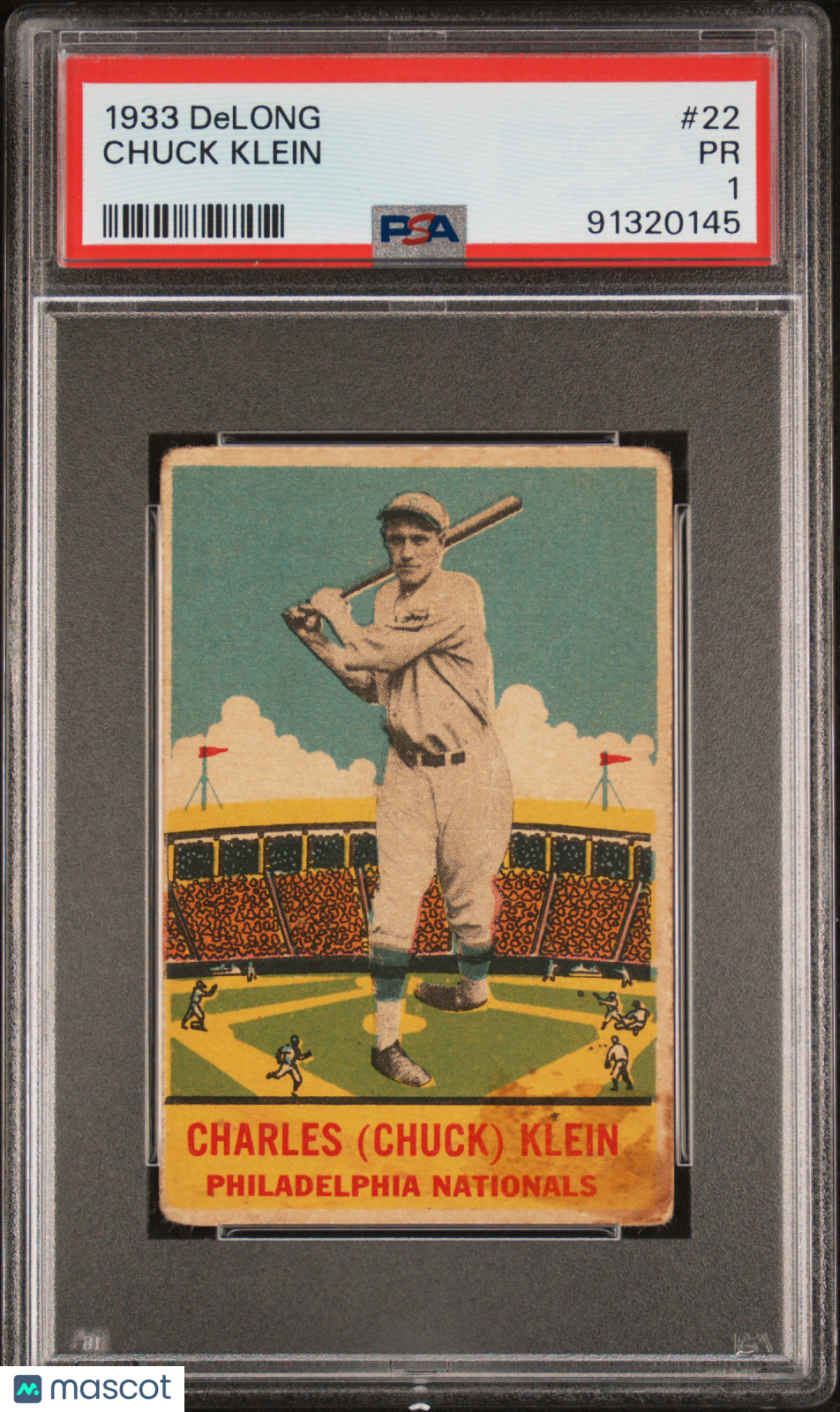 1933 Delong Chuck Klein #22 PSA 1