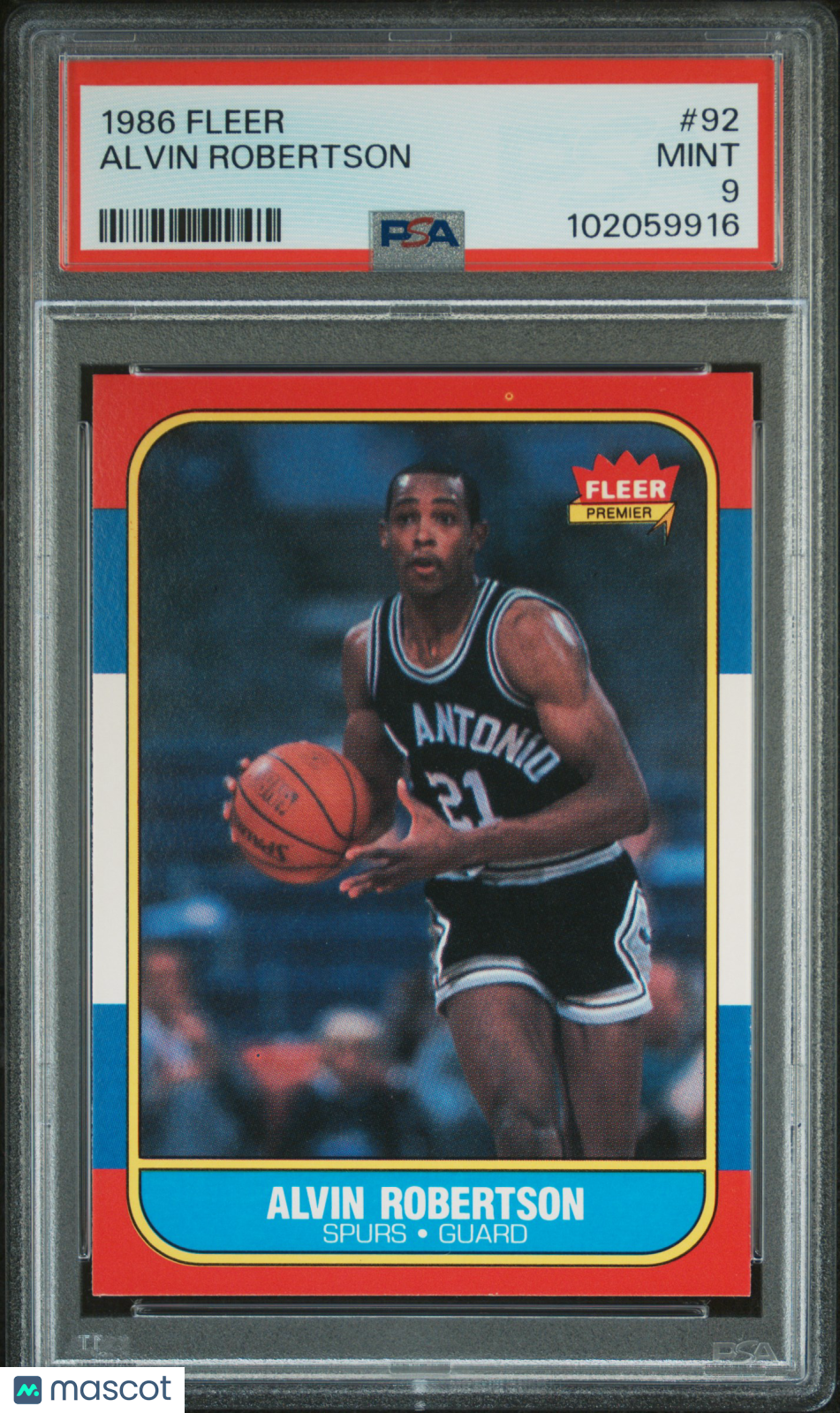1986 Fleer Alvin Robertson #92 PSA 9
