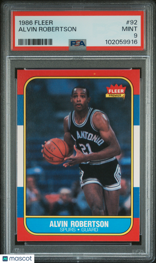 1986 Fleer Alvin Robertson #92 PSA 9