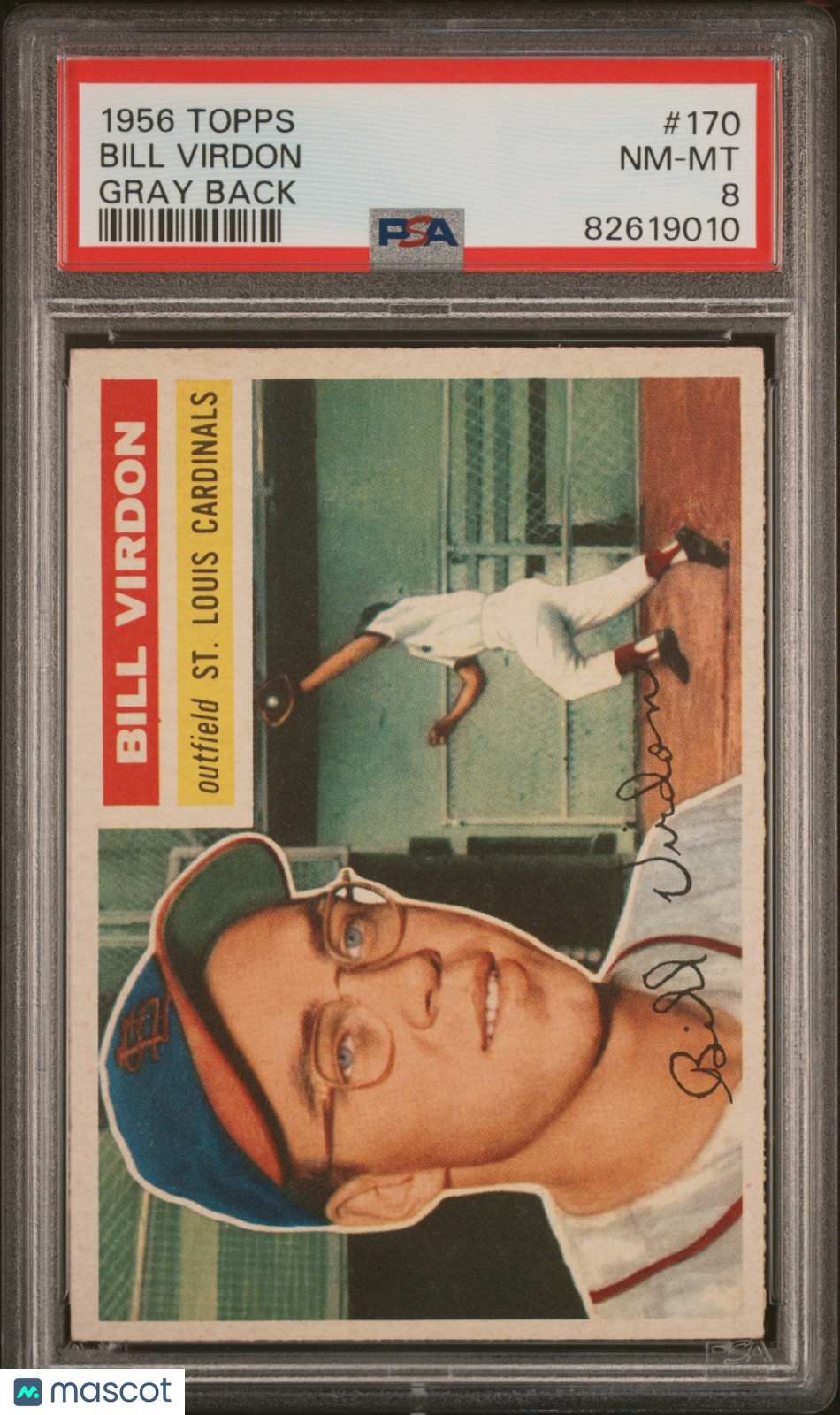 1956 Topps Bill Virdon #170 Gray Back PSA 8