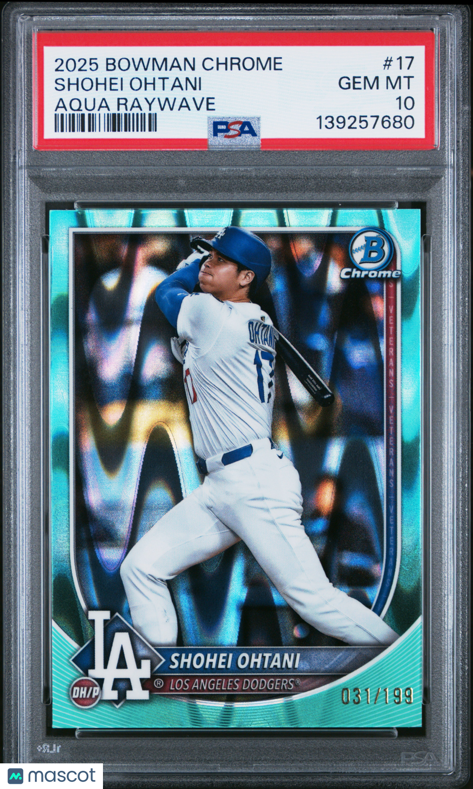 2025 Bowman Chrome Shohei Ohtani #17 Aqua Raywave PSA 10 031/199