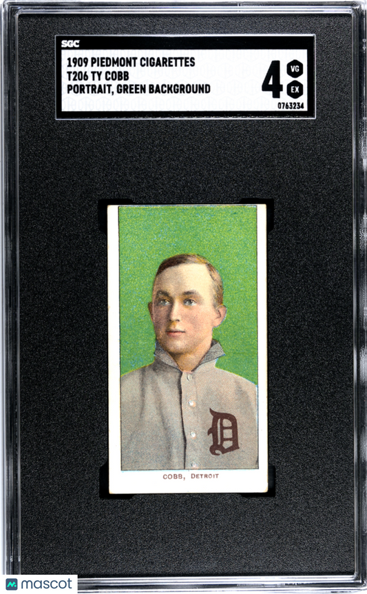 1909 Piedmont Cigarettes (T206) Ty Cobb Portrait, Green Background SGC 4