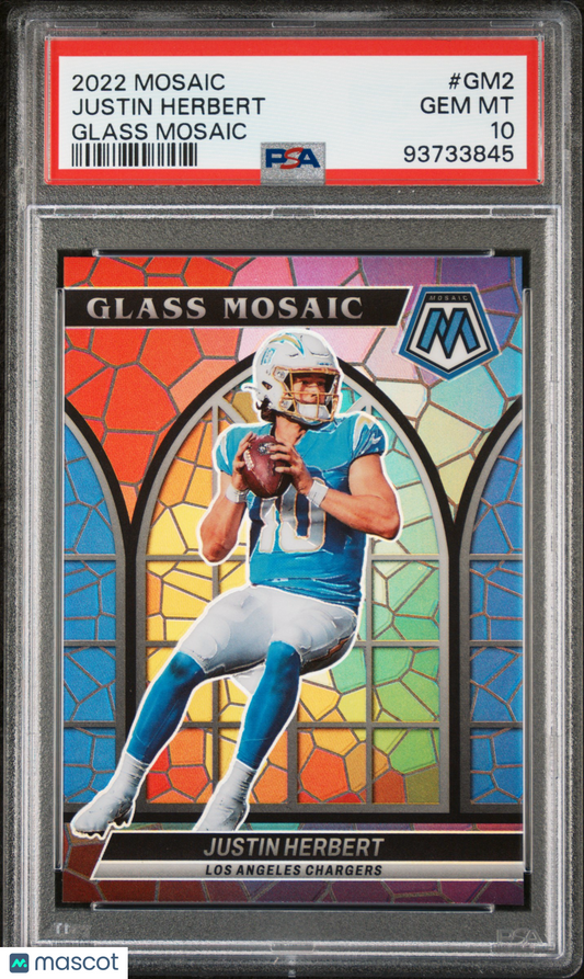 2022 Panini Mosaic Glass Mosaic Justin Herbert #GM2 PSA 10