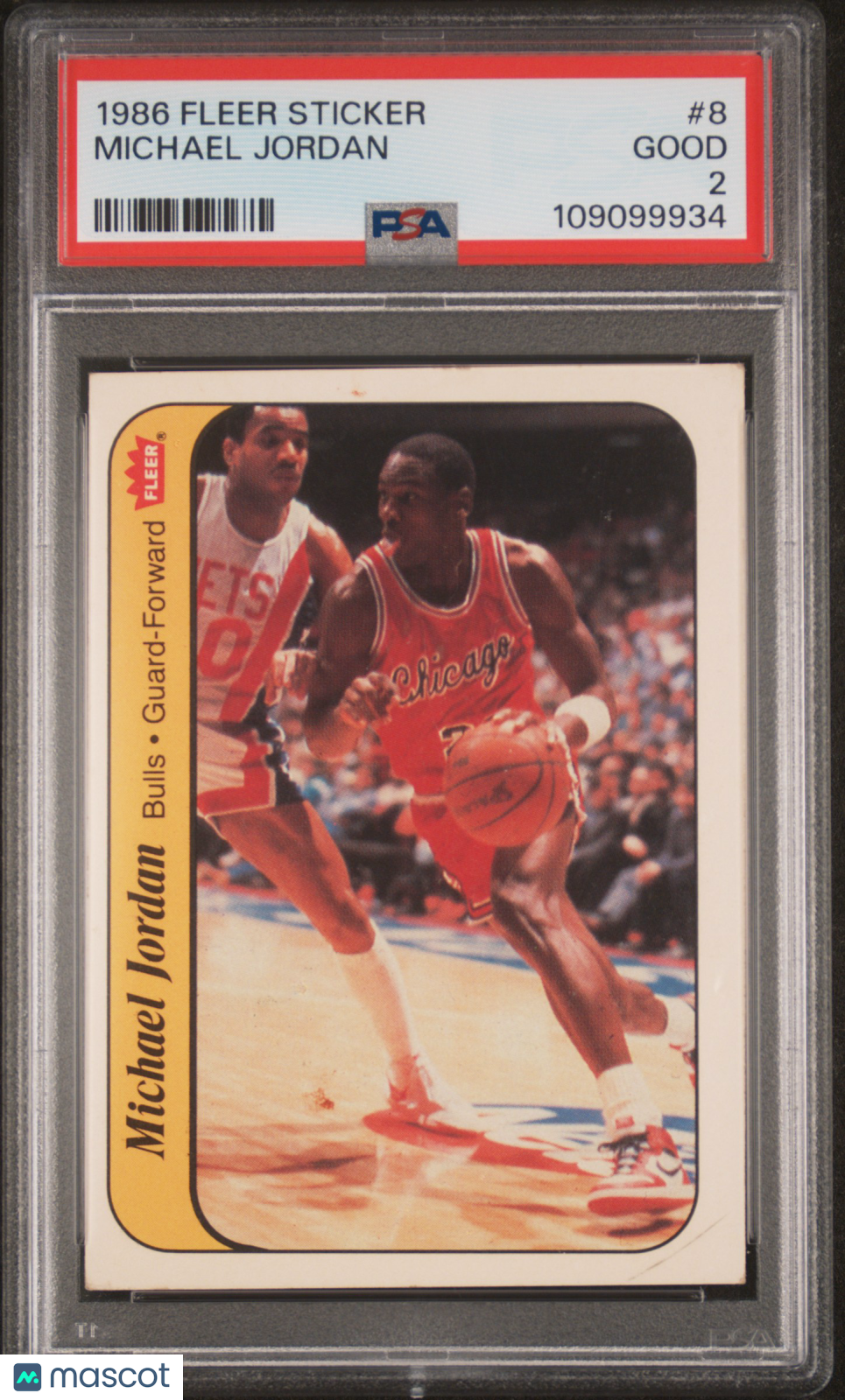 1986 Fleer Sticker Michael Jordan #8 PSA 2