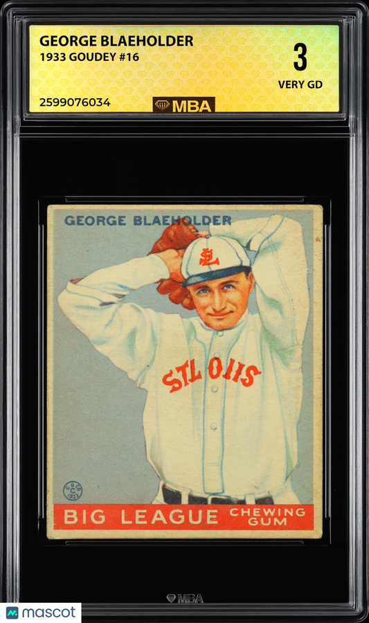 1933 Goudey George Blaeholder #16 MBA 3