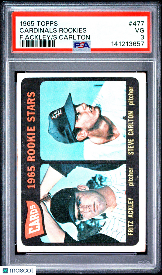 1965 Topps Cardinals Rookies #477 F. Ackley S. Carlton PSA 3
