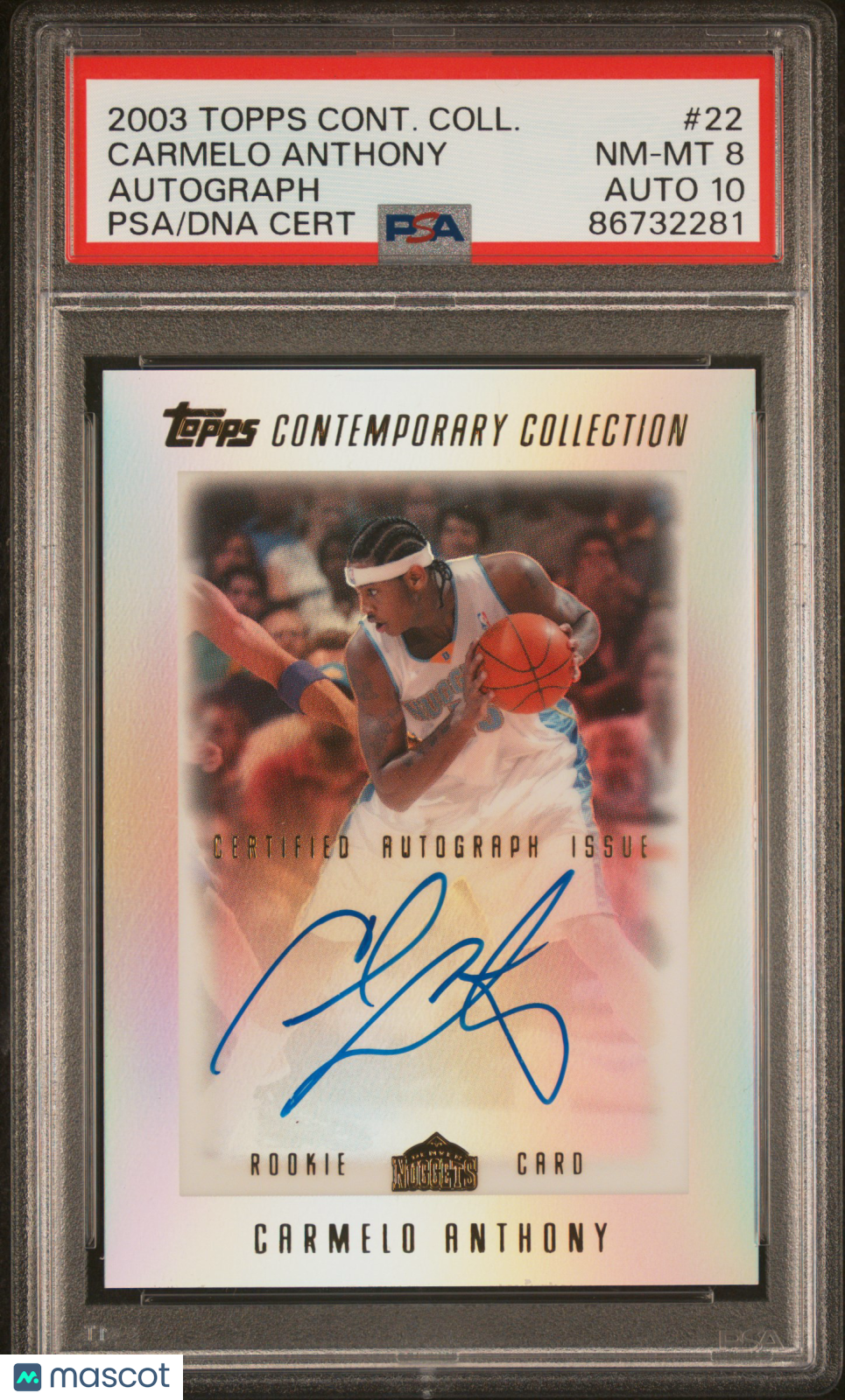 2003 Topps Contemporary Collection Carmelo Anthony #22 Autograph PSA 8 Auto 10
