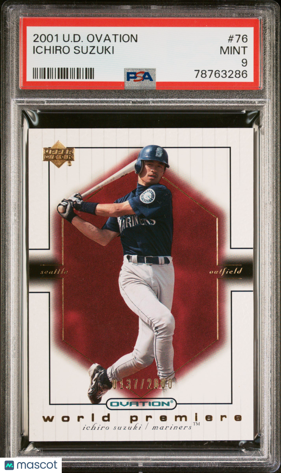 2001 Upper Deck Ovation Ichiro Suzuki #76 PSA 9 0137/2000