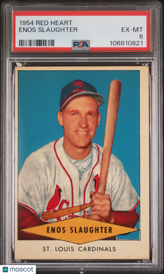 1954 Red Heart Enos Slaughter PSA 6