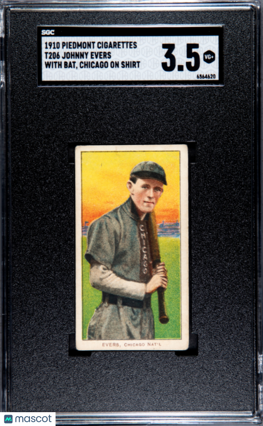 1910 Piedmont Cigarettes (T206) Johnny Evers With Bat, Chicago Shirt SGC 3.5