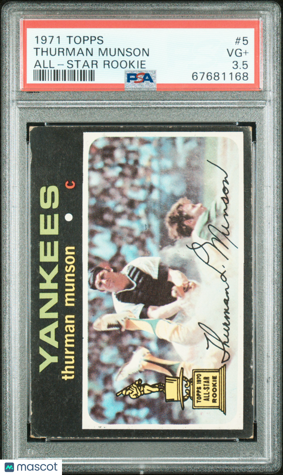 1971 Topps Thurman Munson #5 All Star Rookie PSA 3.5