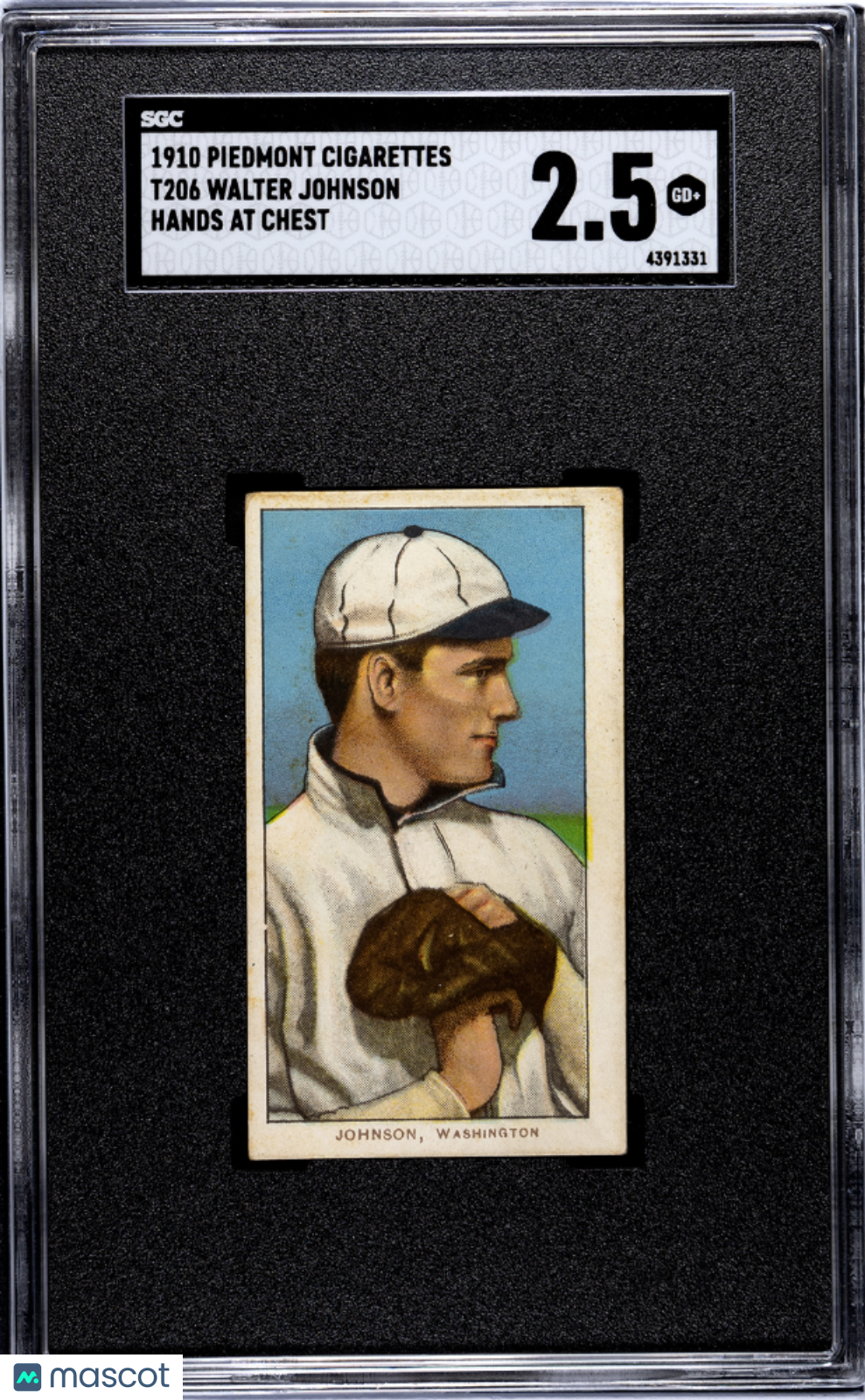 1910 Piedmont Cigarettes (T206) Walter Johnson Hands At Chest SGC 2.5