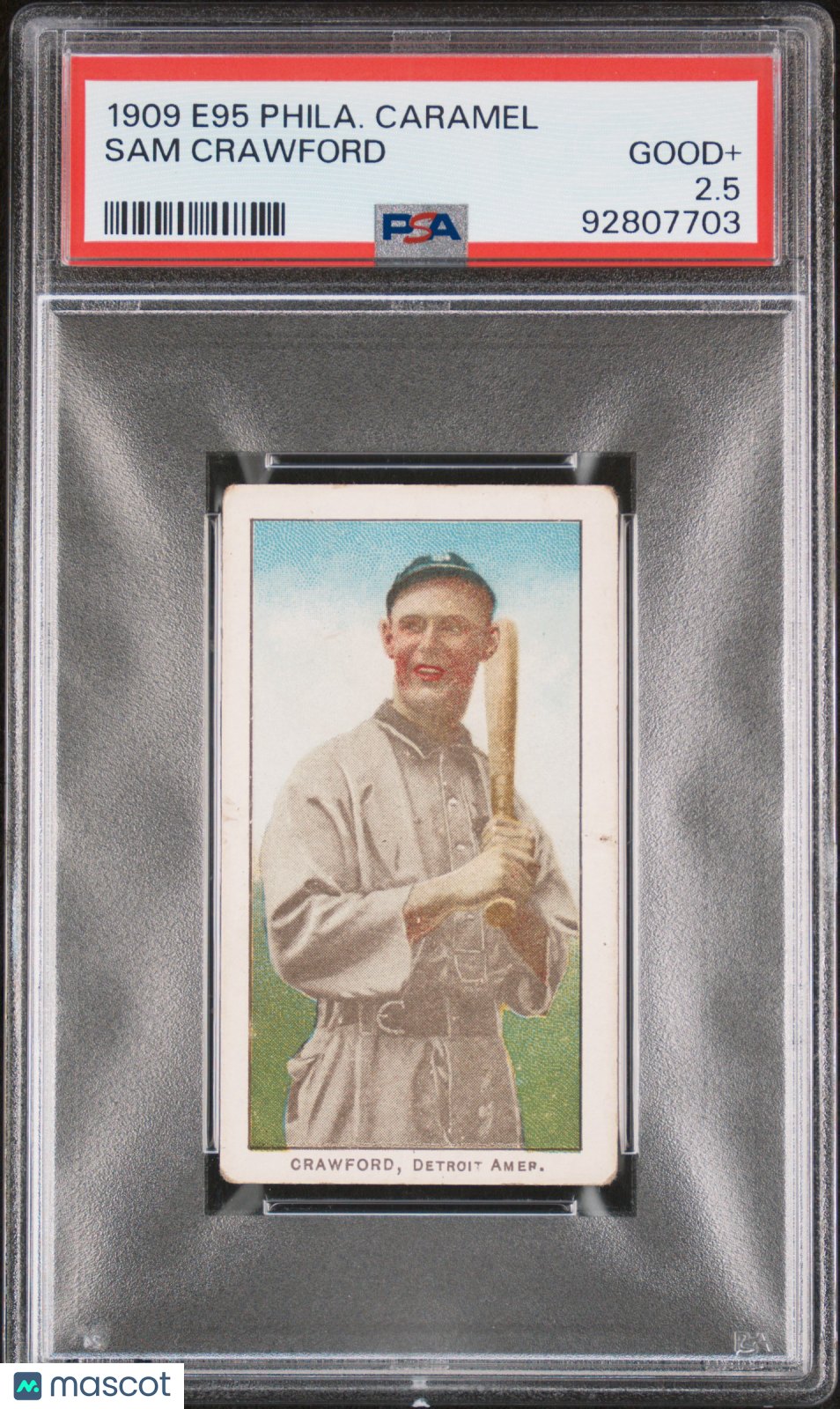1909 E95 Philadelphia Caramel Sam Crawford PSA 2.5
