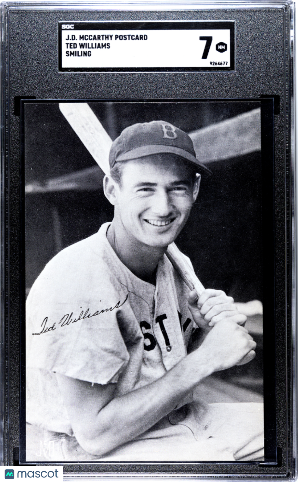 J.D. Mccarthy Postcard Ted Williams Smiling SGC 7