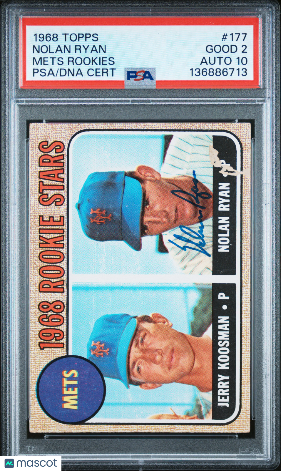 1968 Topps Nolan Ryan #177 Mets Rookies PSA 2