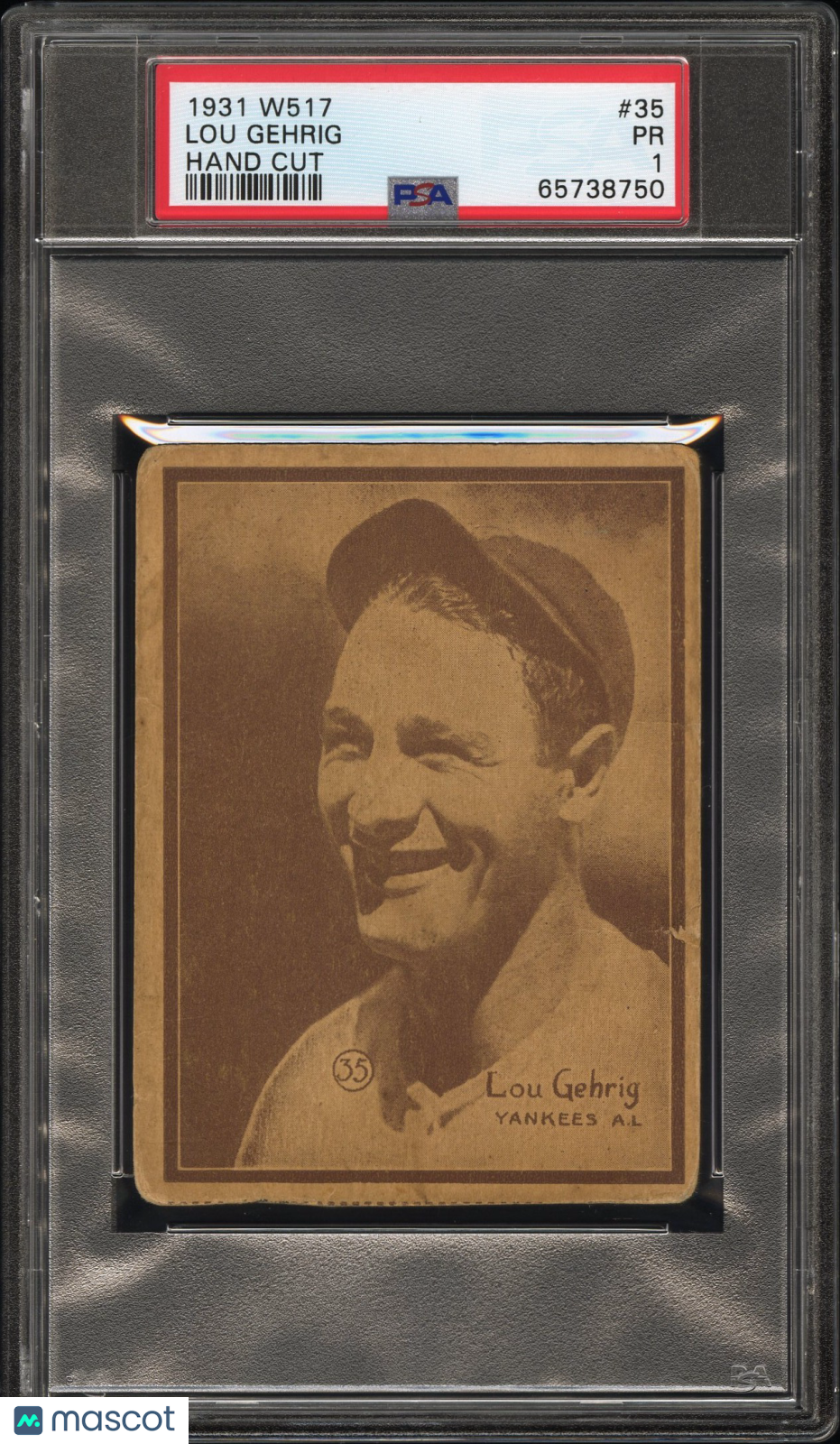 1931 W517 Lou Gehrig #35 Hand Cut PSA 1