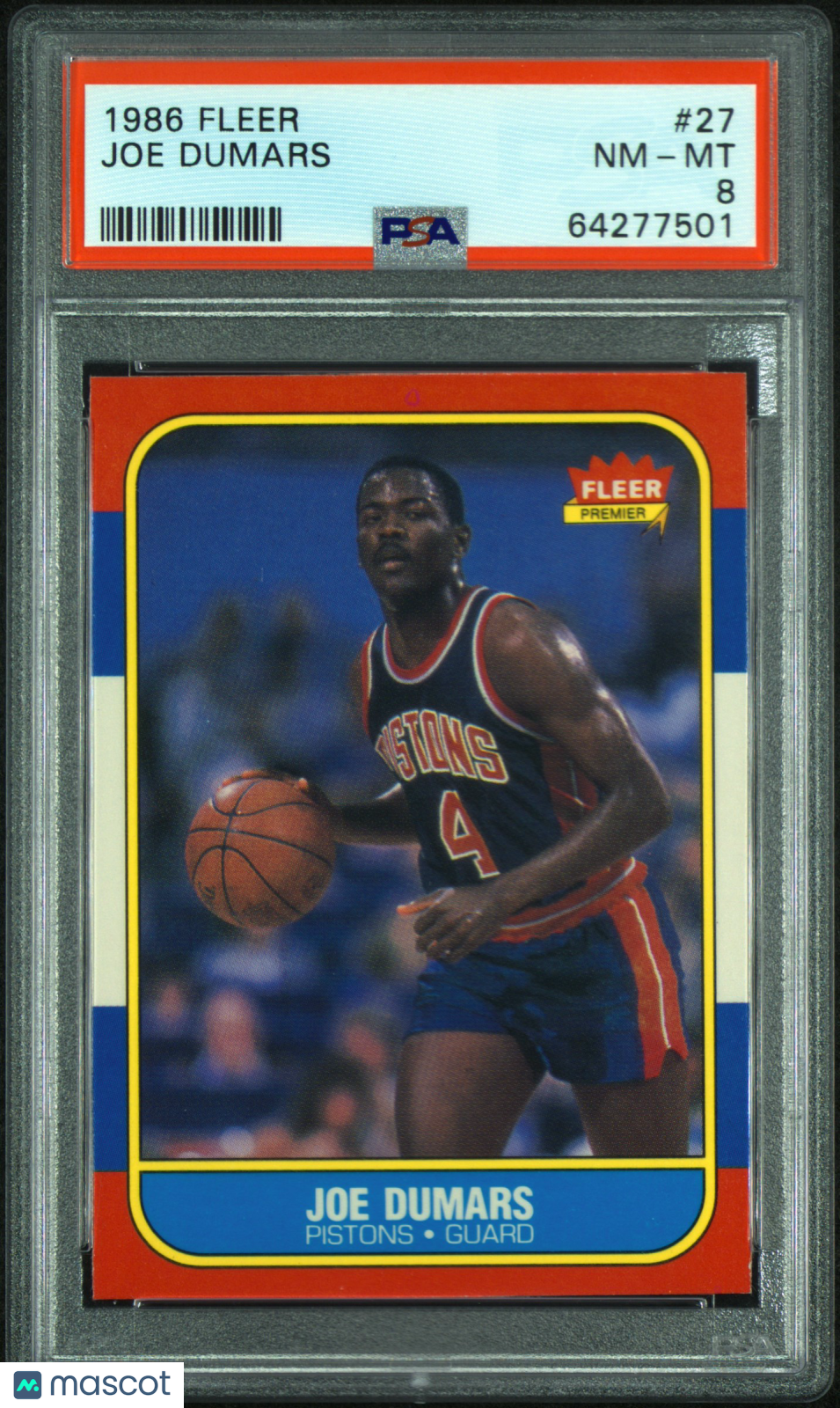 1986 Fleer Joe Dumars #27 PSA 8
