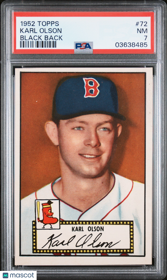 1952 Topps Karl Olson #72 Black Back PSA 7