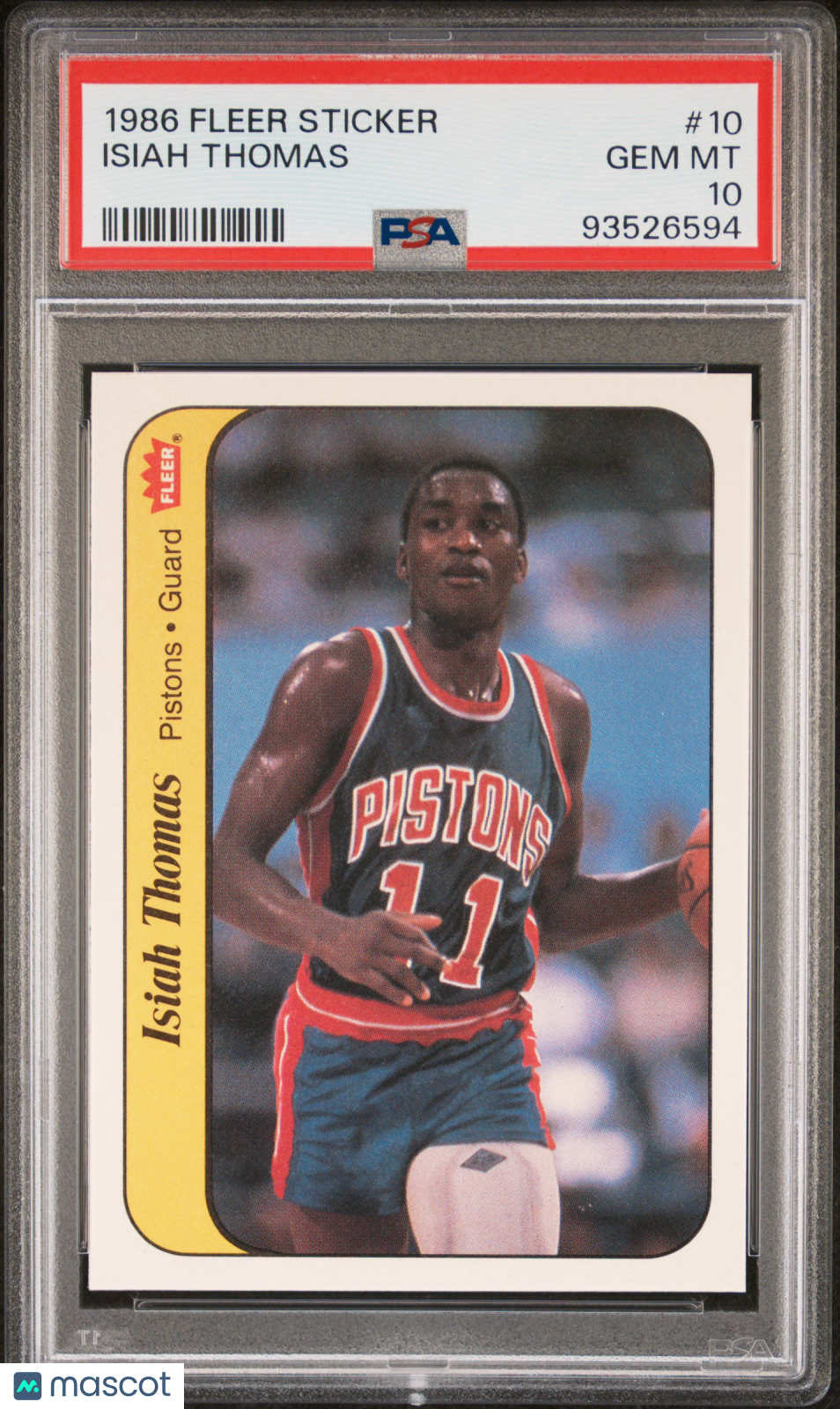 1986 Fleer Sticker Isiah Thomas #10 PSA 10