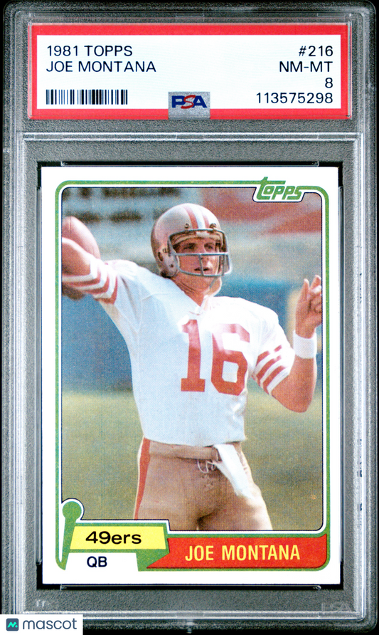 1981 Topps Joe Montana #216 PSA 8