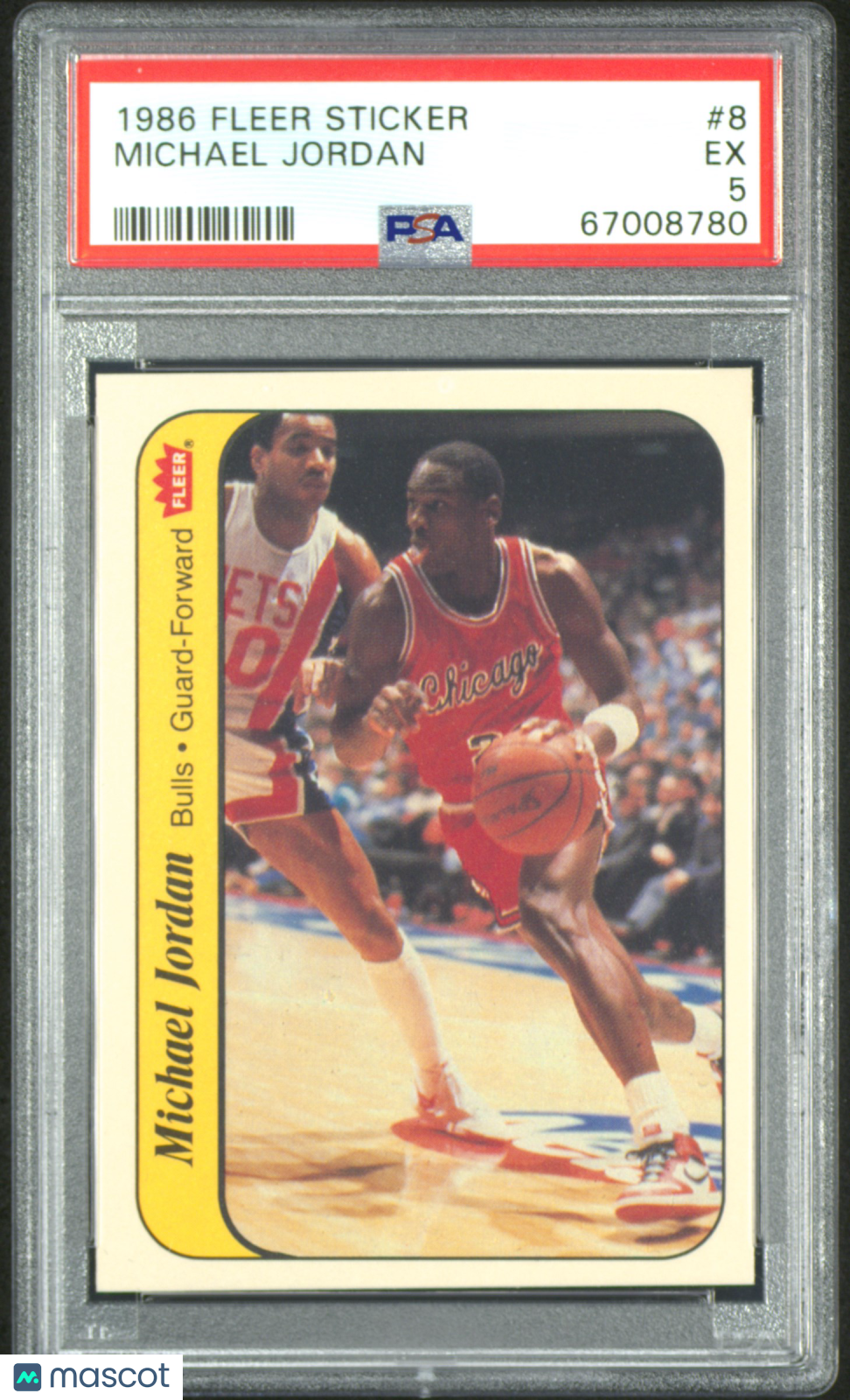 1986 Fleer Sticker Michael Jordan #8 PSA 5