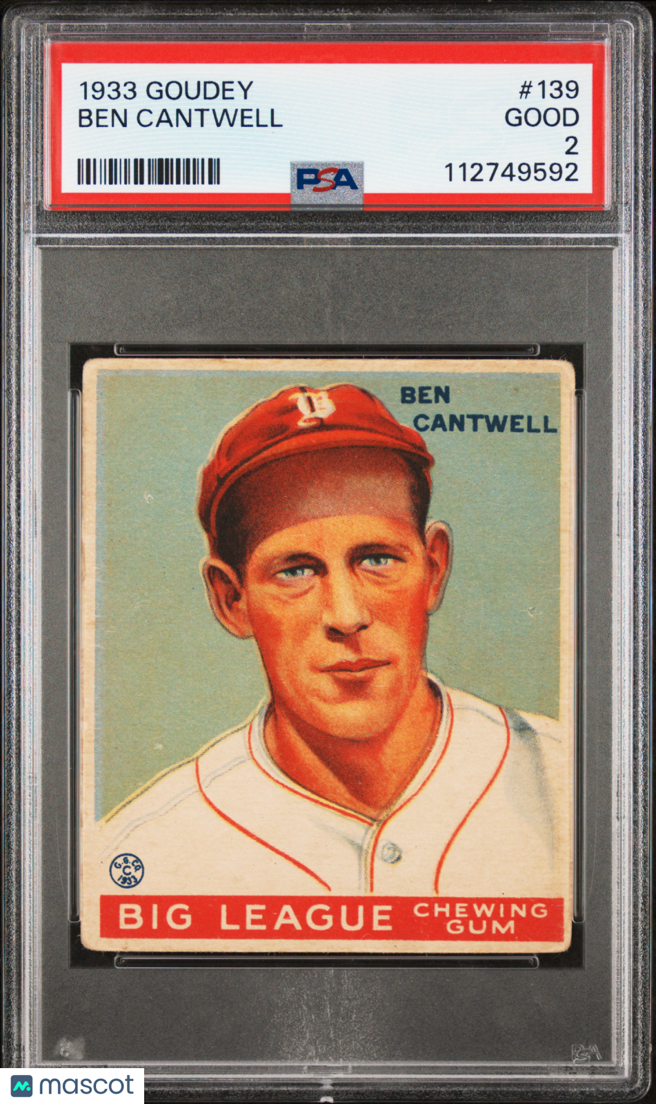 1933 Goudey Ben Cantwell #139 PSA 2