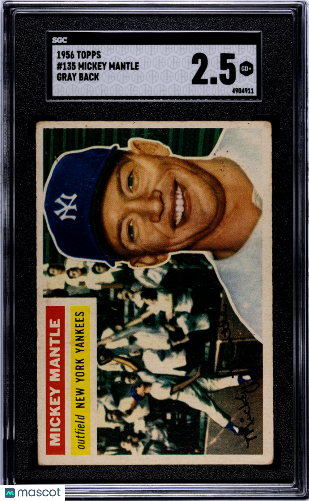 1956 Topps Mickey Mantle #135 Gray Back SGC 2.5