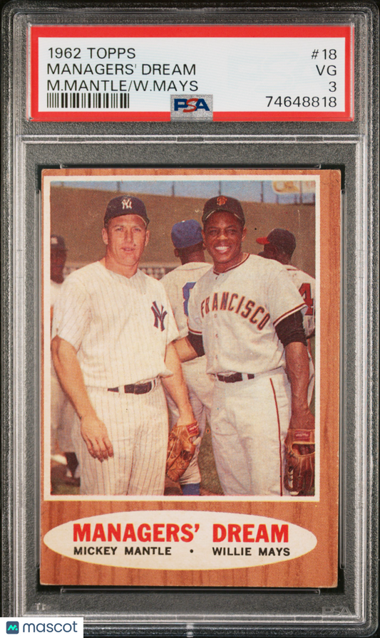 1962 Topps Managers' Dream #18 M. Mantle W. Mays PSA 3