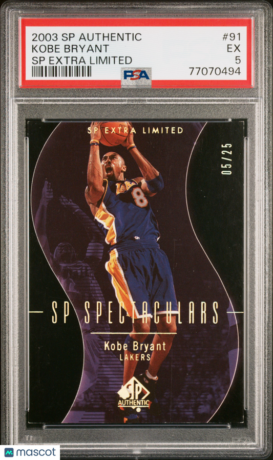 2003 SP Authentic Kobe Bryant #91 Extra Limited PSA 5 05/25