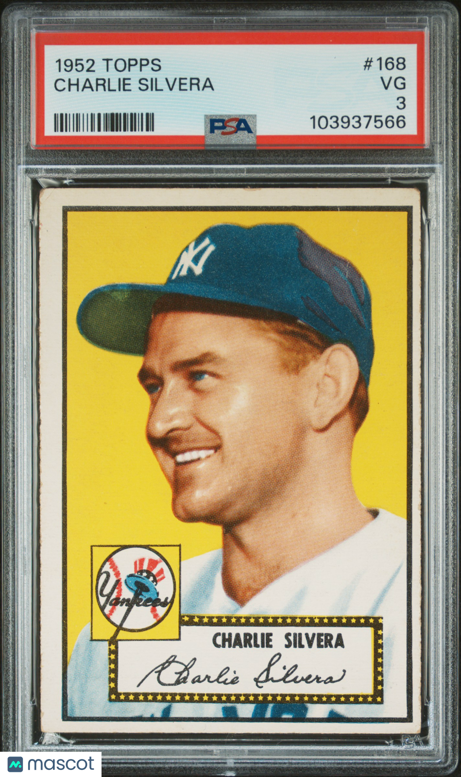 1952 Topps Charlie Silvera #168 PSA 3