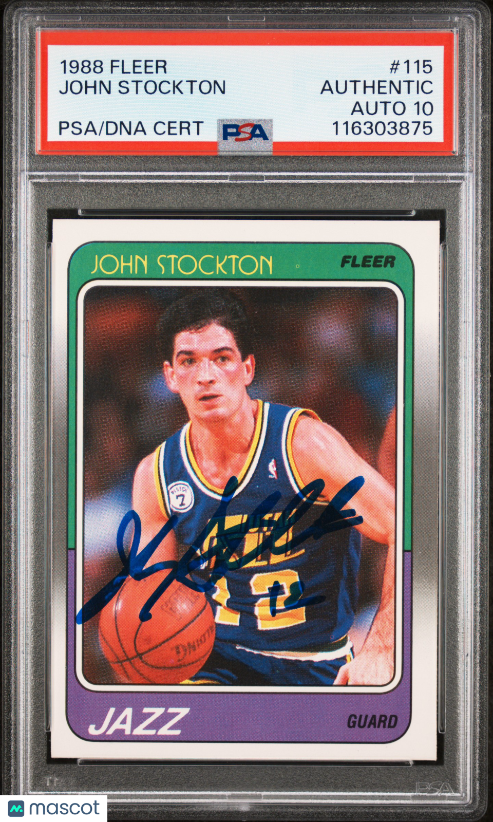 1988 Fleer John Stockton #115 PSA A Auto 10