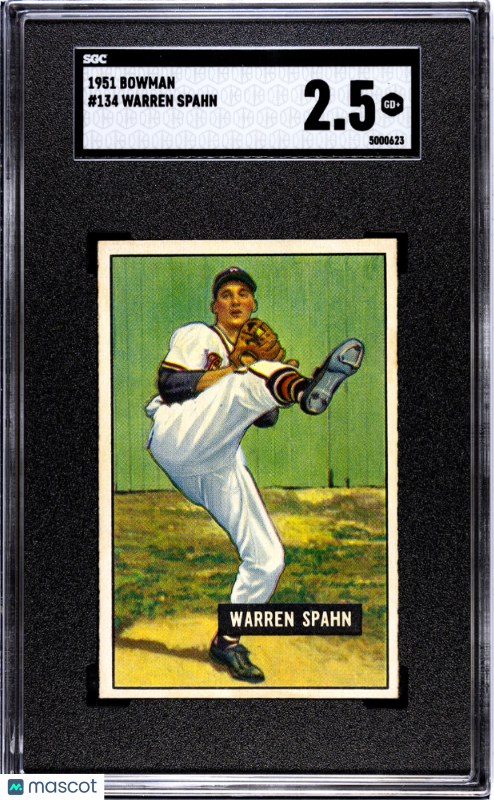 1951 Bowman Warren Spahn #134 SGC 2.5