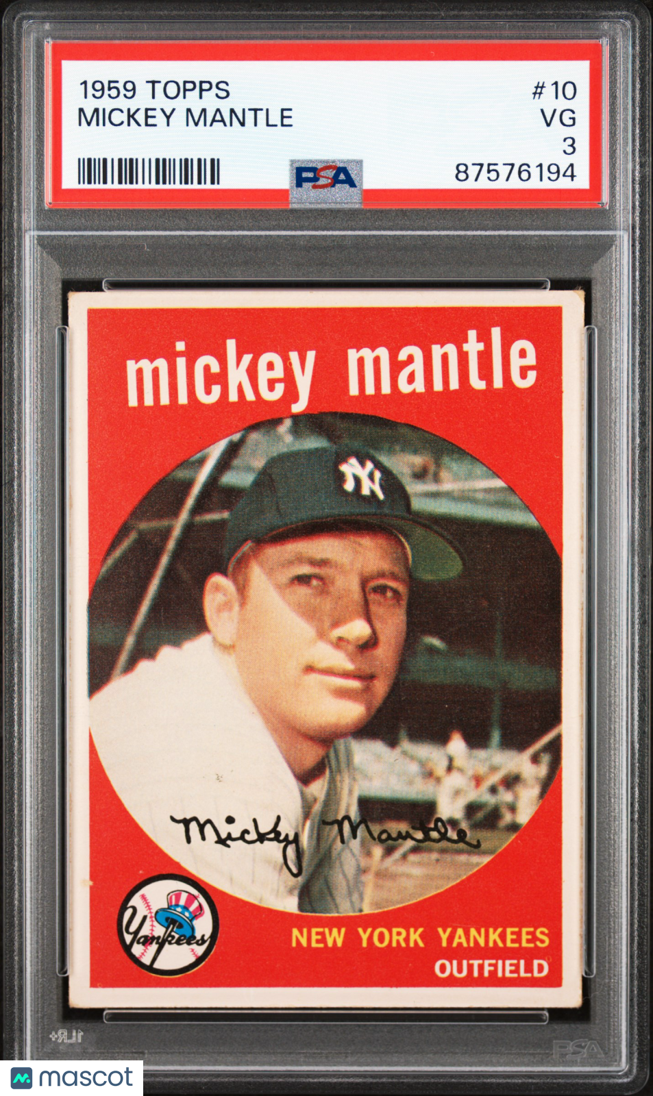 1959 Topps Mickey Mantle #10 PSA 3